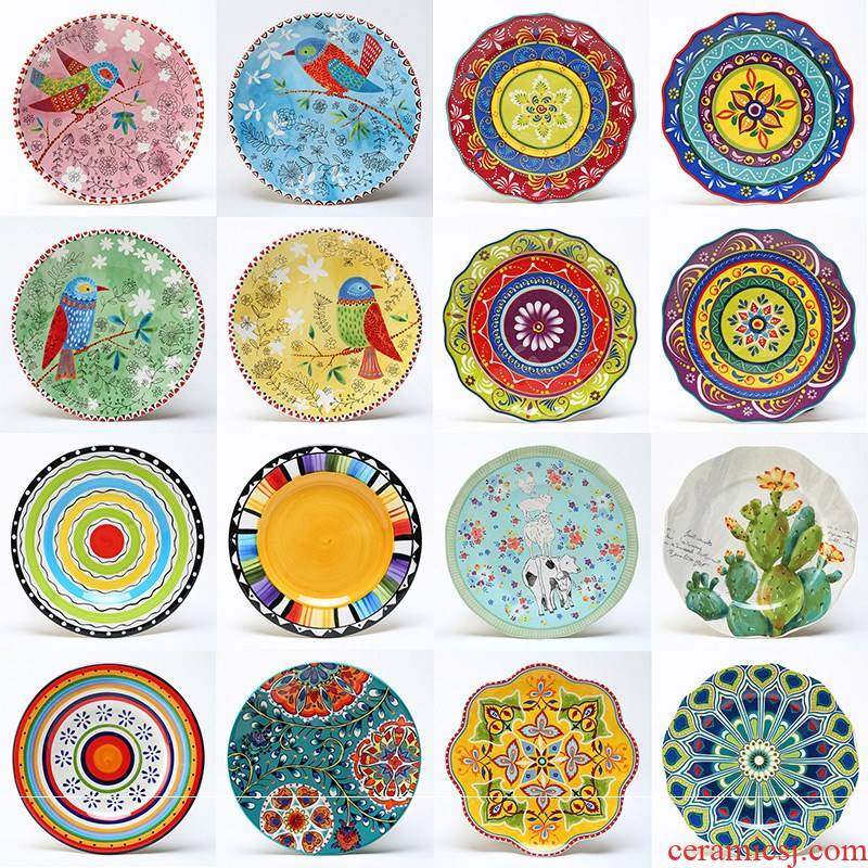 8 "move hand - made tableware western - style food dish creative ceramic plates home outfit combination plate round steak plate