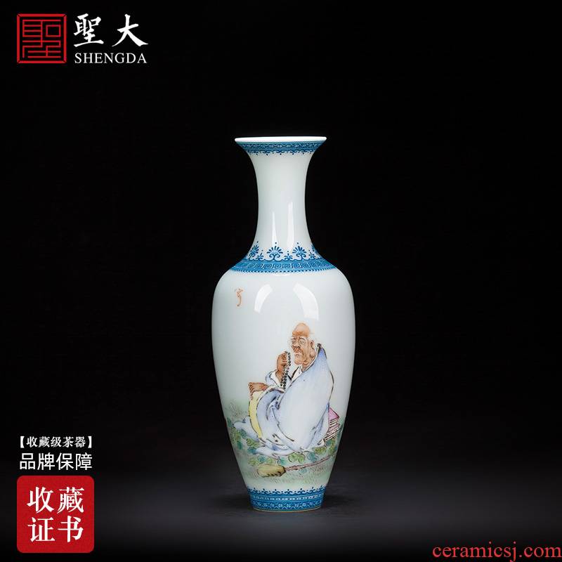 Santa jingdezhen ceramic vases, flower implement characters by hand antique wang long eyebrow powder enamel lohan willow bottles of furnishing articles