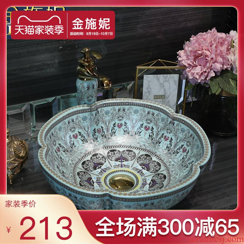 Petals on the ceramic basin to household toilet lavabo bathroom art creative basin sinks restoring ancient ways