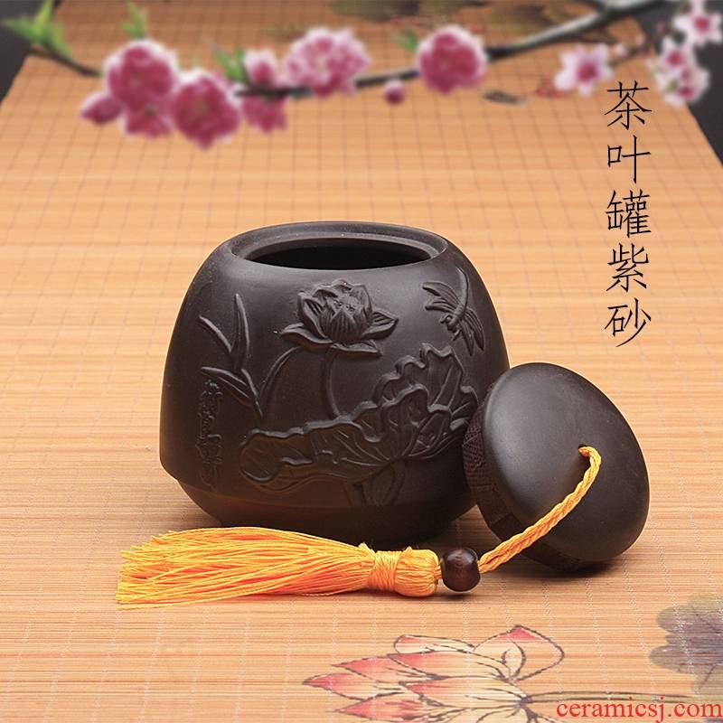Qiao mu creative move violet arenaceous caddy fixings to suit small ceramic seal pot of pu 'er tea to wake tea store receives the ritual