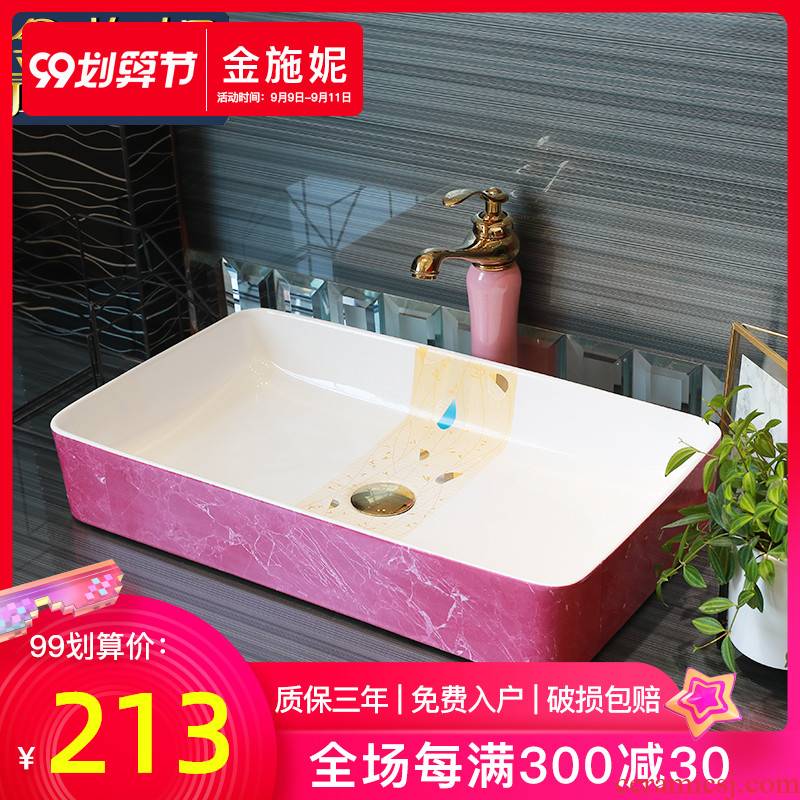 Basin of northern Europe on rectangular lavabo household the pool that wash a face wash Basin pink marble balcony art ceramics