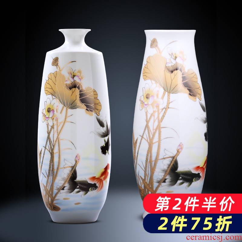 Jingdezhen porcelain ceramic large pastel figure painting of flowers and vase flower arranging furnishing articles sitting room of Chinese style household ornaments