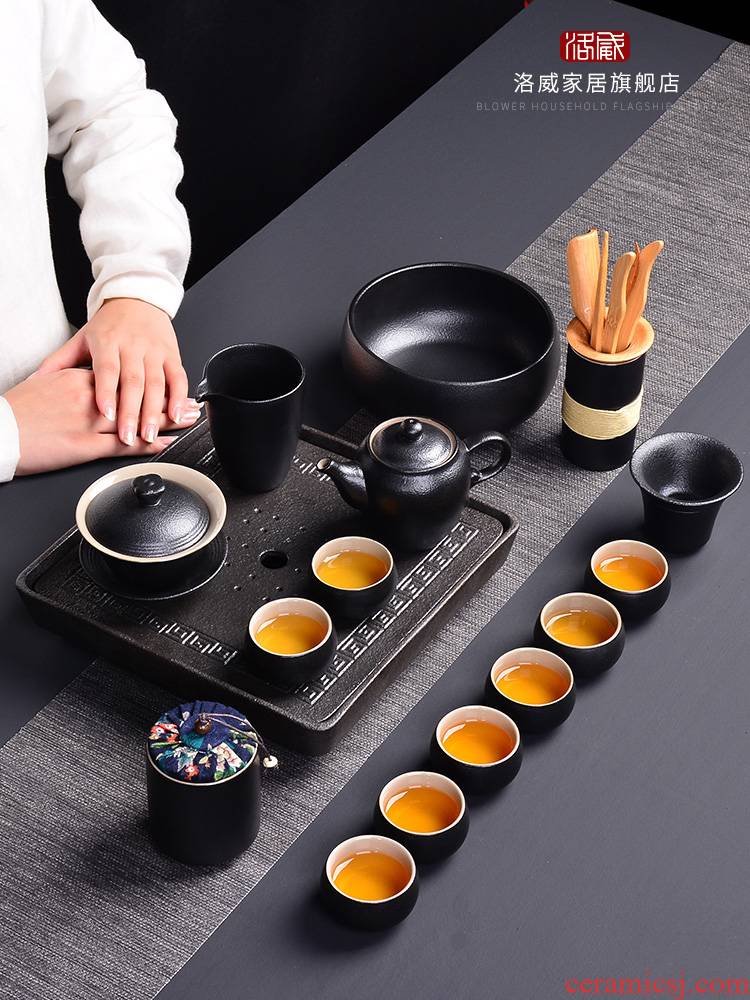 Coarse touch the floor clearance 】 【 jingdezhen ceramic tea set suit household contracted 6 cups of a complete set of the teapot tea tray