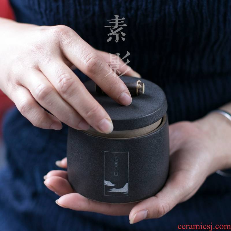 Longed for restoring ancient ways opportunely contracted coarse ceramic ink in jiangnan mountain tea caddy fixings warehouse small manual storage jar ideas