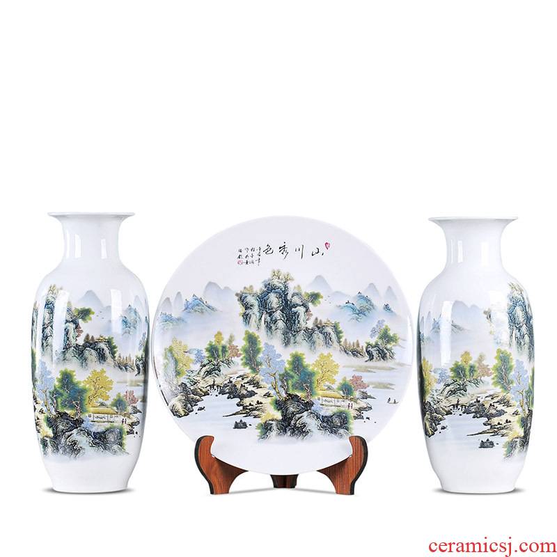 Large three suit household vase jingdezhen ceramic sitting room place simulation mesa of dried flower vase restoring ancient ways