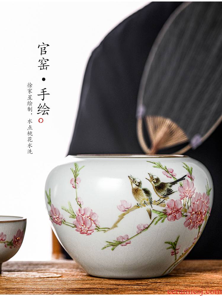 Jingdezhen Xu Jiaxing hand - made some peach blossom put water pure manual your up large tea water washing powder enamel water jar tea accessories