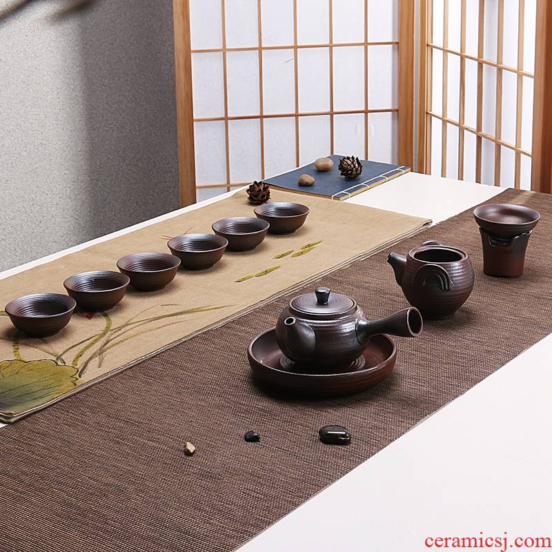 Ya xin firewood retro coarse ceramic tea set household Japanese coarse pottery teapot teacup tea tea set