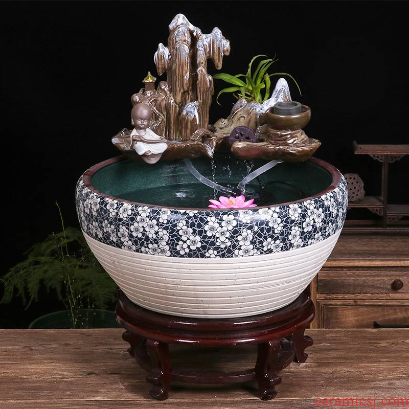 Package mail jingdezhen ceramic circulating water fountain in the goldfish bowl sitting room feng shui furnishing articles the lotus pond lily bowl lotus basin