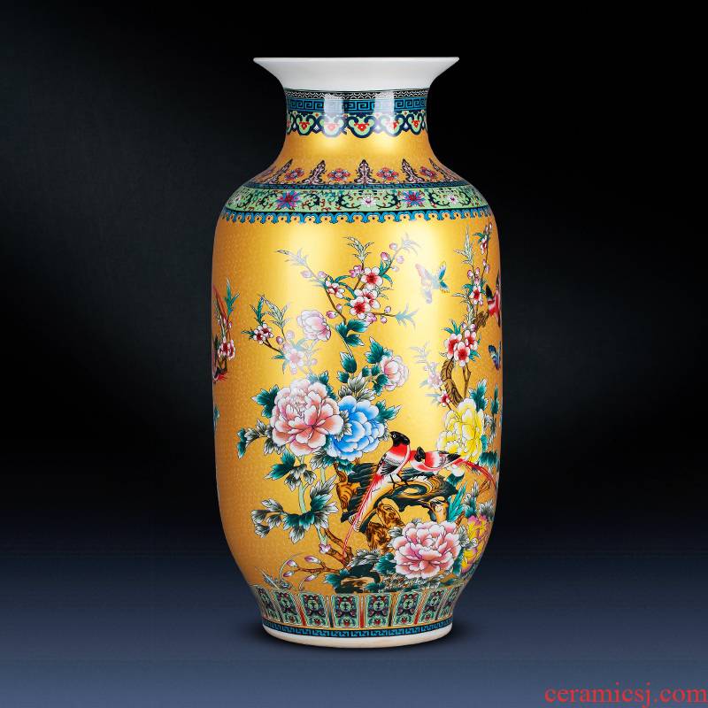 Jingdezhen porcelain ceramic colored enamel flower vase large landing place, a new Chinese style home sitting room adornment