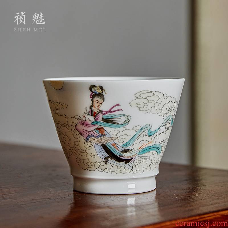 Shot incarnate the jingdezhen ceramic hand - made of chang e cup kung fu tea set personal sample tea cup master cup single CPU