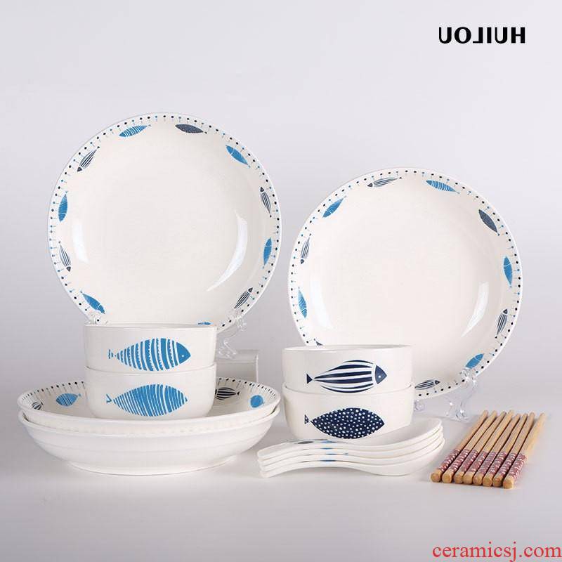 The kitchen ceramic bowl plates home bowl dish dish fish every year gift set tableware suit custom manufacturers
