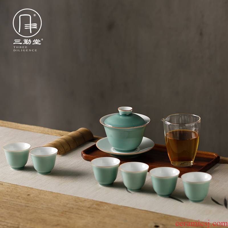 The three frequently color glaze tureen tea set of a complete set of jingdezhen ceramics kung fu tea set TZS278 tea cup