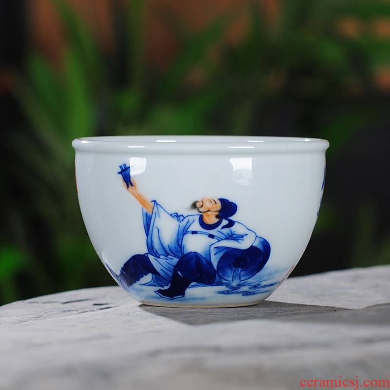 The Owl up jingdezhen tea character master cup ceramic cups to kung fu tea set sample tea cup handwritten calligraphy