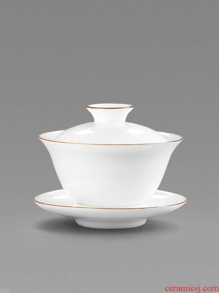 Only three tea tureen single jingdezhen porcelain cups is not large thin foetus kung fu tea bowls of household by hand
