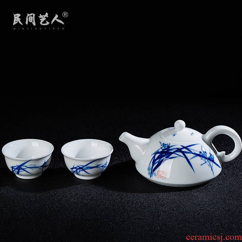 Two cups of tea a lid to use suit hand - made porcelain ceramic cup lid to use household travel tea set gift box