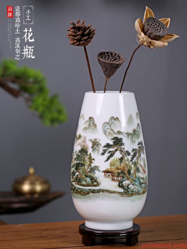 Jingdezhen ceramics modern decorative vase household living room pure and fresh and contracted flower vase mesa place by hand