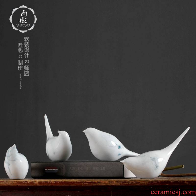 Jingdezhen ceramic, lovely bird furnishing articles innovative new Chinese style household example room living room TV cabinet study adornment