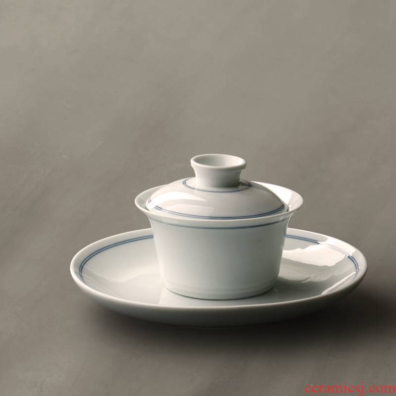 Xuan wen only three tureen tea cup double single jingdezhen Japanese kung fu tea set flat hot tea is not large