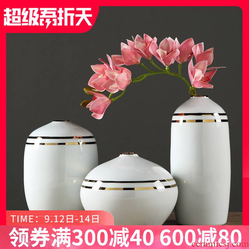 I and contracted ceramic vase furnishing articles sitting room light dry flower simulation flower flower porcelain creative key-2 luxury home decoration