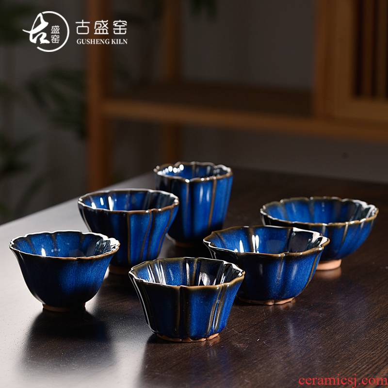The ancient sheng up suit to build light ceramic cups temmoku glaze lamp variable of kung fu tea set a single home owner cup