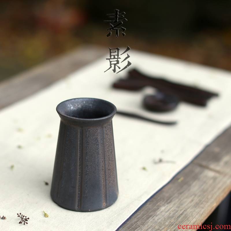 Qiao mu ore coarse pottery kung fu tea six gentleman retro gold up stone grain bamboo tea accessories tools