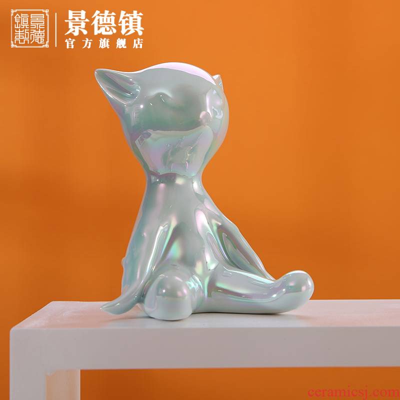 Jingdezhen flagship shop furnishing articles household act the role ofing is tasted, lovely cat finches household ceramic phone support gift boxes