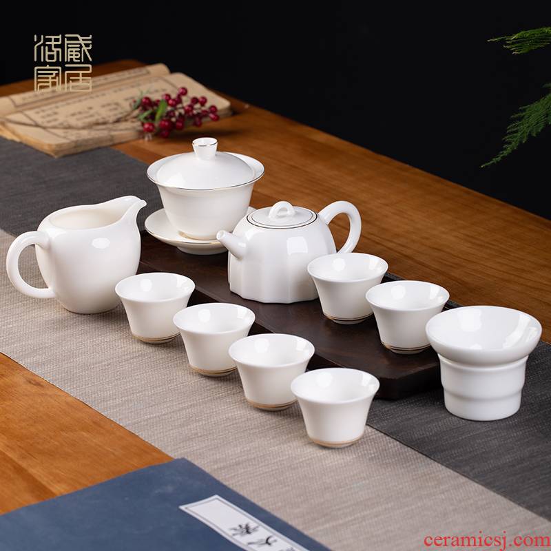 Kung fu tea set suit household jingdezhen ceramic teapot teacup tea office receive a visitor a complete set of gift boxes