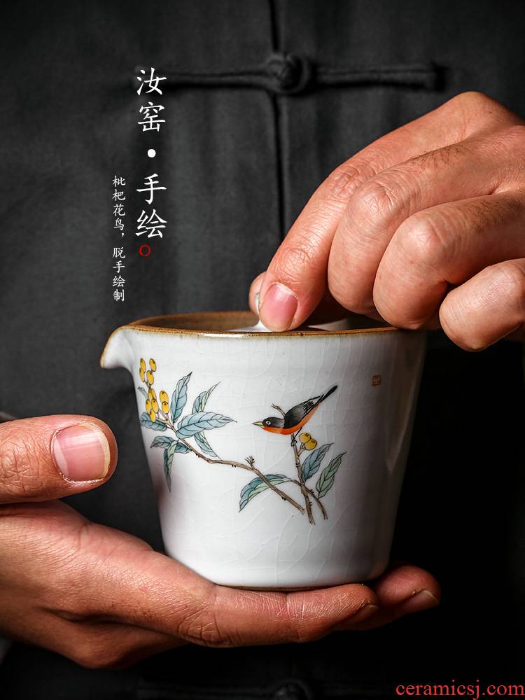 Jingdezhen tea ware kunfu tea hand grasp pot of hot your up proof hand - made loquat tea tureen tea cups large bird