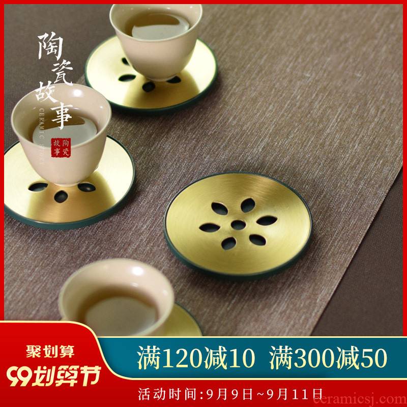 Ceramic story's brass lotus double the cup pad insulation against the hot pad cup saucer zen kung fu tea accessories