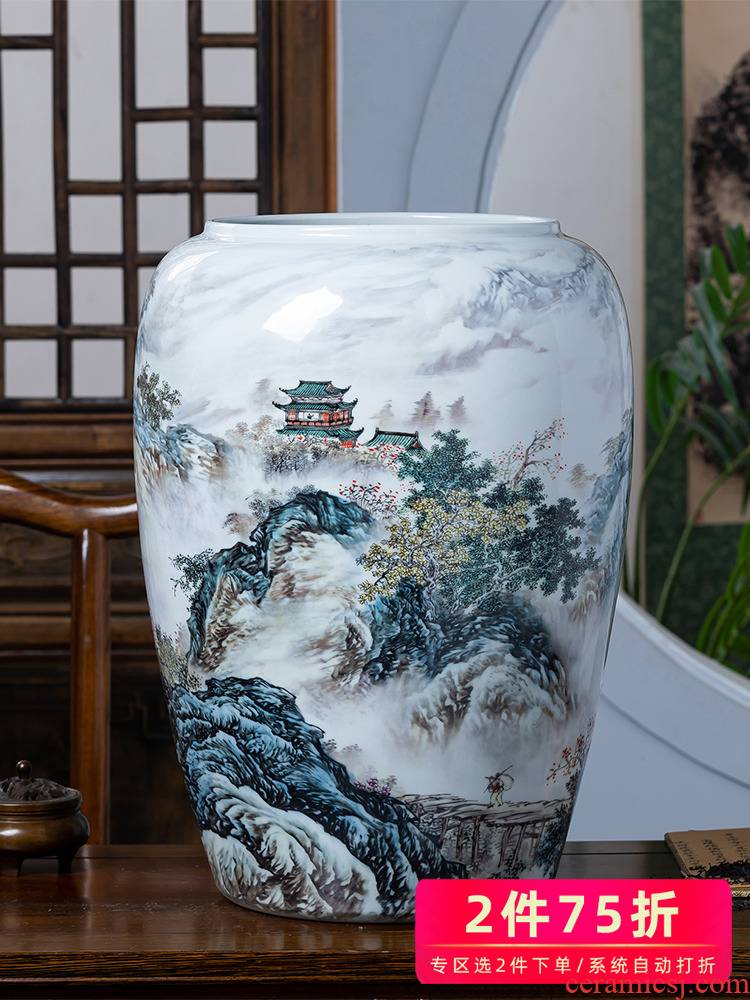 Jingdezhen ceramics painting and calligraphy scrolls cylinder calligraphy and painting to receive tube ground study vase sitting room adornment is placed