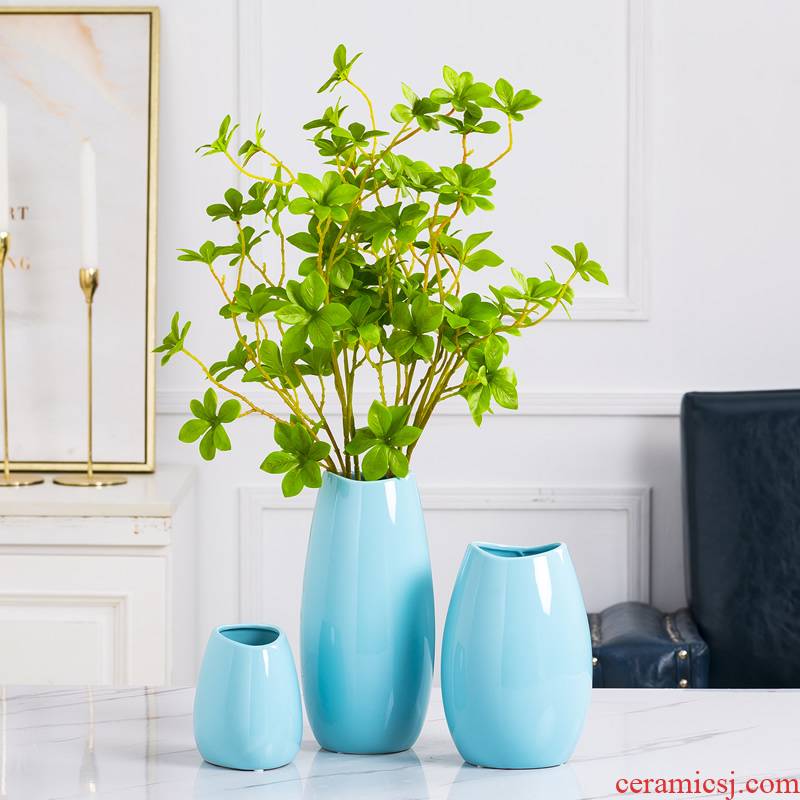 Ceramic vase furnishing articles the Nordic idea contracted sitting room blue modern table dry flower decoration flower arranging water raise flowers