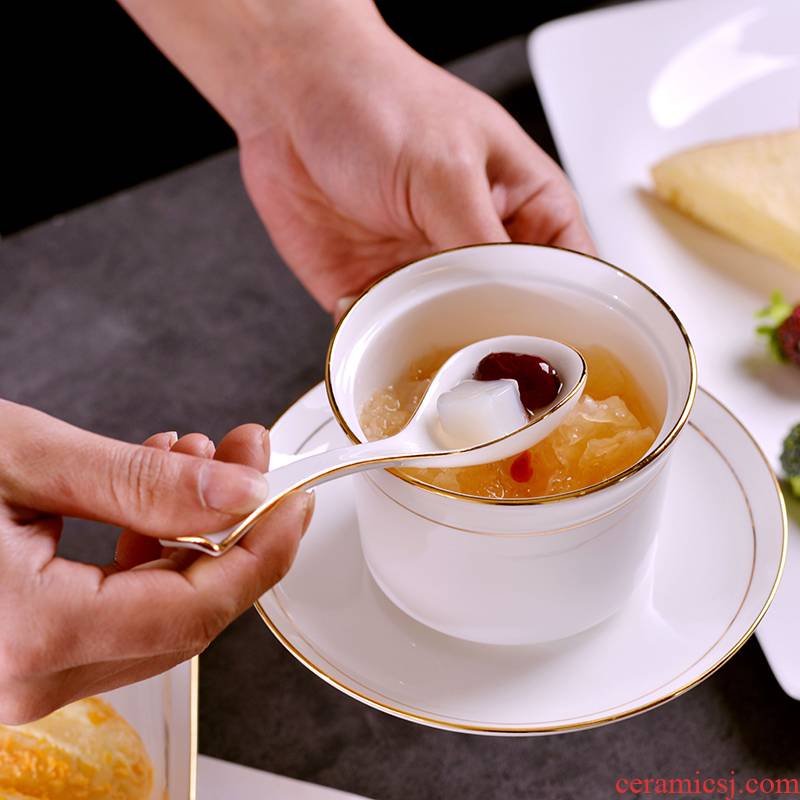 The Bird 's nest manual gold 】 【 steamed egg cup bowl shark fin soup bowl stew stew hose cover small household ceramic stew pot