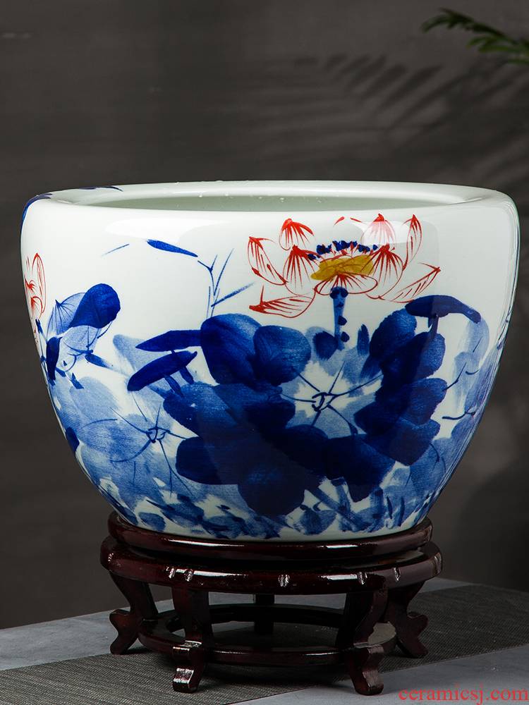 Basin of jingdezhen ceramics hand - made oversized tank lotus garden of fruit trees and potted is suing large landing place