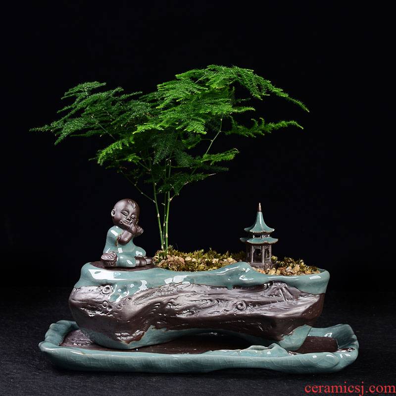 Elder brother up take spoil flowerpot desktop zen mini furnishing articles ceramic micro monk landscape bonsai landscape ornaments