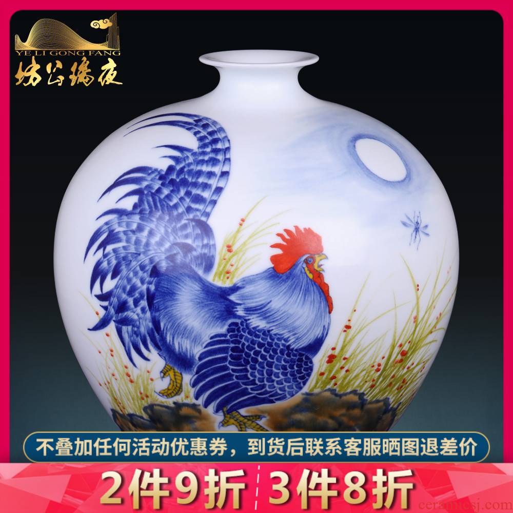 Jingdezhen blue and white porcelain vases, flower arrangement sitting room place prosperous Chinese style household act the role ofing is tasted TV ark, decoration