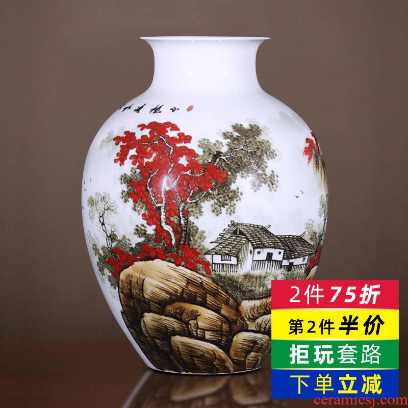 Under the famous jingdezhen ceramics glaze color hand - made landscape of the big flower bottle landed large - sized furnishing articles household act the role ofing is tasted