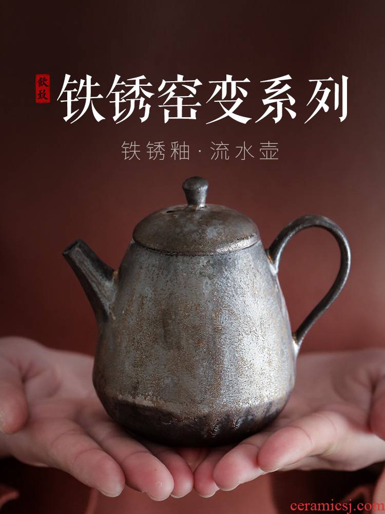Ultimately responds to gold ceramic teapot trumpet tea ware coarse ceramic tea set single pot of restoring ancient ways variable contracted kunfu tea boiled tea
