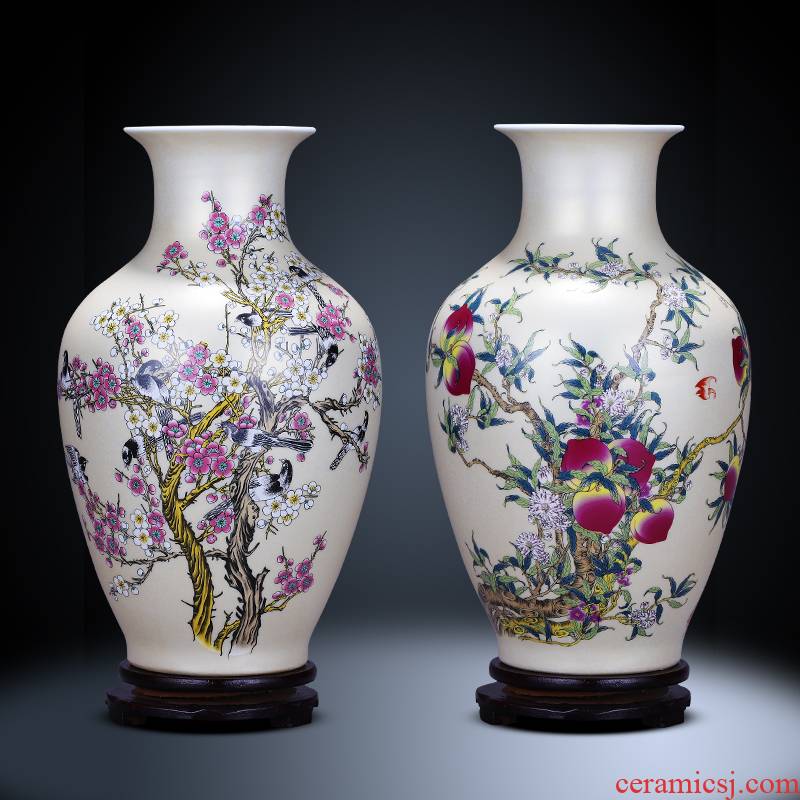 Jingdezhen ceramics vase live figure of modern Chinese style household golden flower arrangement sitting room porch decoration furnishing articles