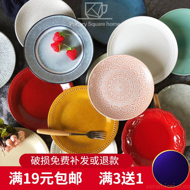 Scene for ceramic tableware plate Nordic creative household 8 inch 10 inch shallow dish dish dish plates with a steak restaurant