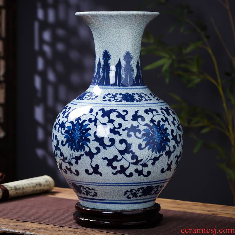 Jingdezhen blue and white porcelain vase furnishing articles flower arranging archaize sitting room ceramics up with Chinese style household decorative arts and crafts
