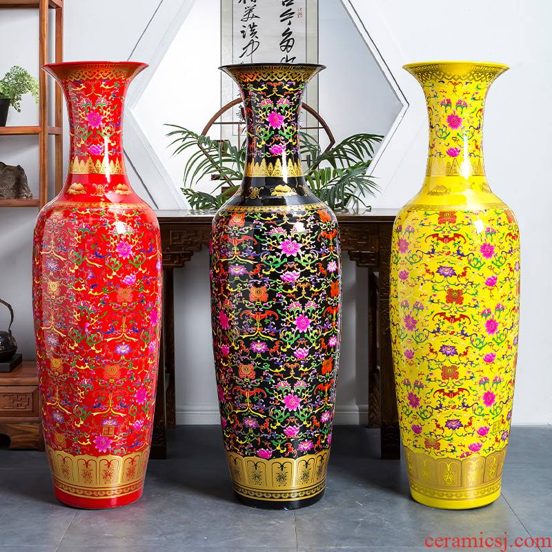 Jingdezhen ceramics China red vase of large sitting room adornment high place heavy large opening gifts