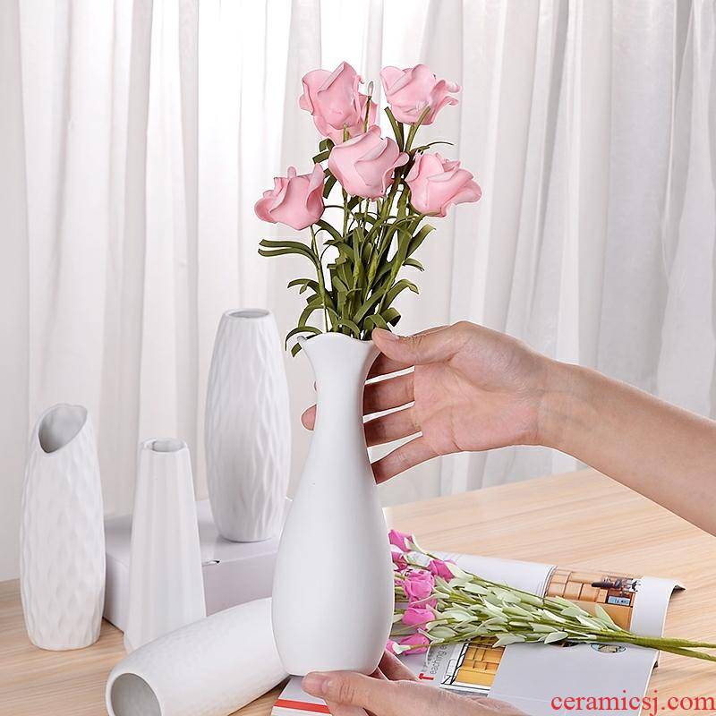 Flowers is color screen ceramic flower arranging Nordic pot - bellied vases, ceramic slender white Flowers screen cylinder circular pattern