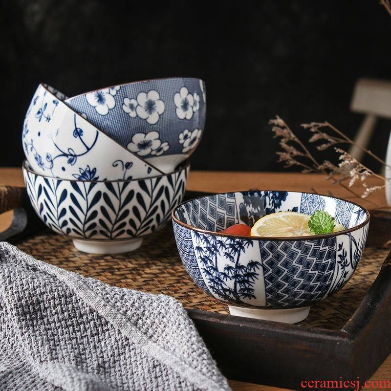 The kitchen retro 4 pack 】 【 ceramic bowl with 4.5 inch rice bowls Japanese creativity tableware suit small