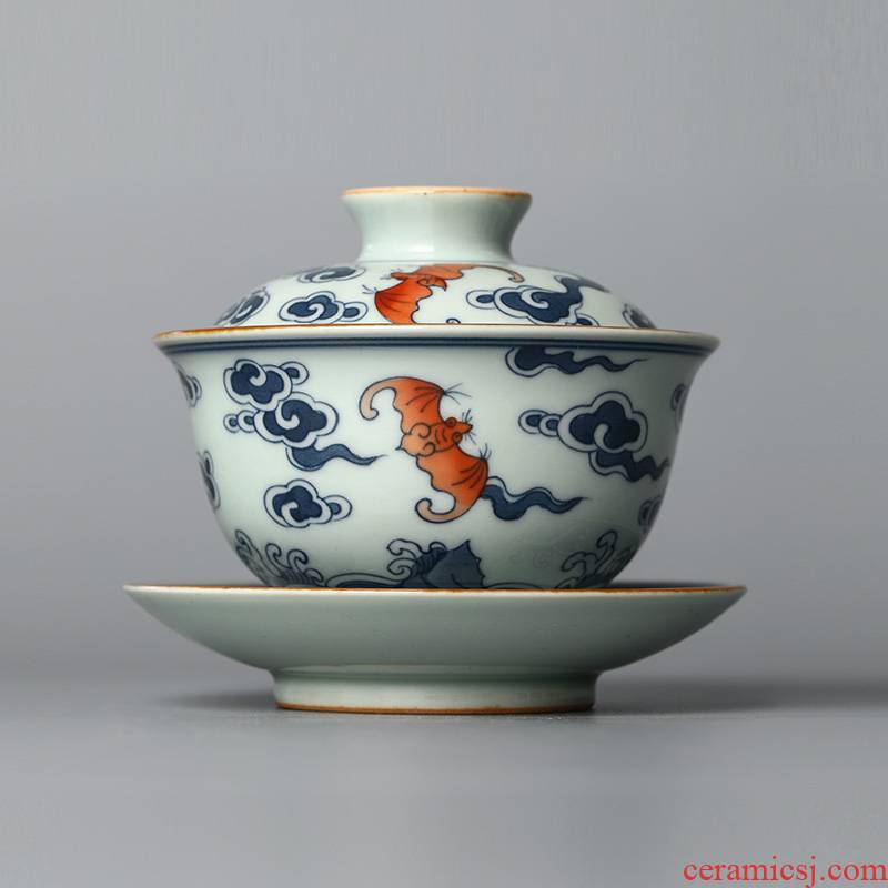 Jingdezhen tea only three tureen tea cups large hot checking porcelain hand - made ceramic bowl with restoring ancient ways