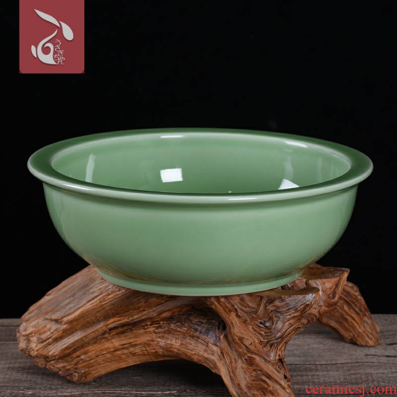 Jingdezhen ceramic knead and basin basin that wash a face basin of boiled fish hot hand wash dish to deepen celadon basin