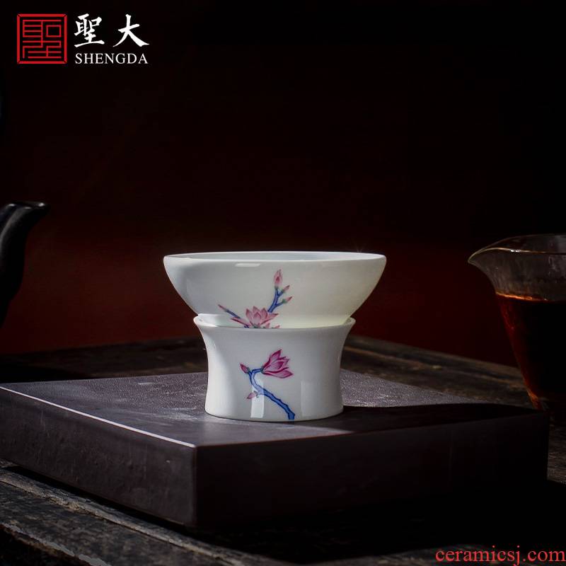 Holy big ceramic) blue and white color bucket hand - made yulan kung fu tea strainer filter fittings of jingdezhen tea service