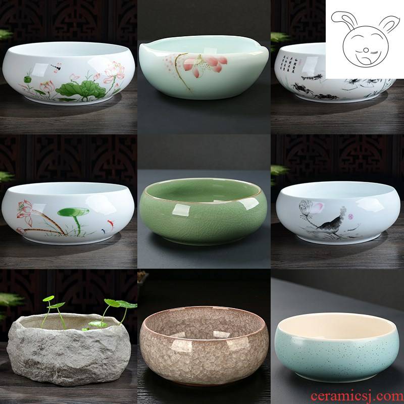 ~ flower box round ceramic copper wire grass flower pot daffodil water lily bowl lotus nonporous money ceramic flower pot.