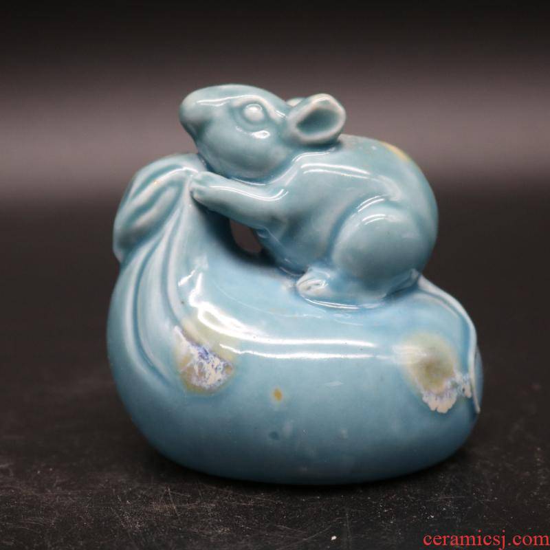 Jingdezhen up single glaze YanDi purse mice water "four ceramics crafts calligraphy ink stone