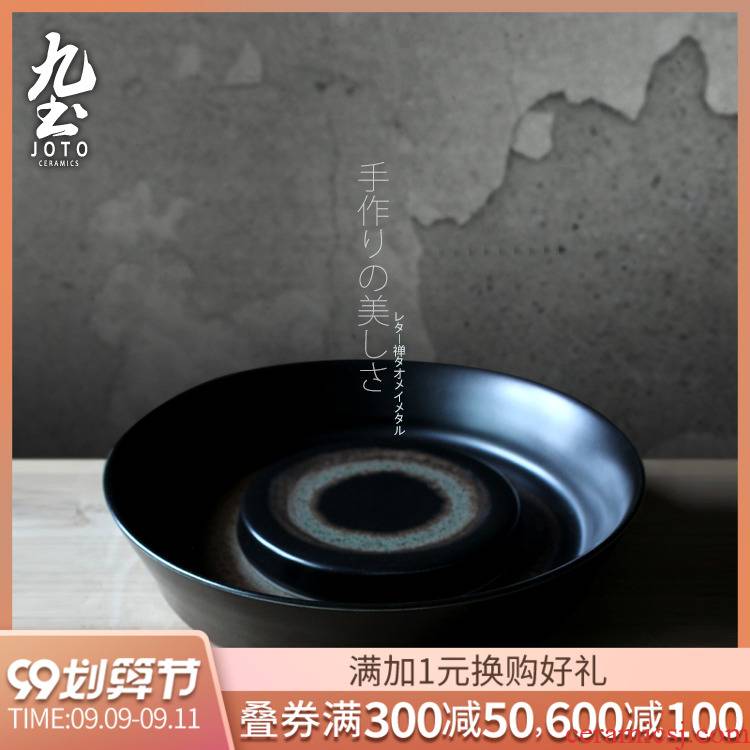 About Nine soil pot bearing iron glaze dry tea table manually jingdezhen stoneware Japanese zen tea tray was dry tea tray was dry terms