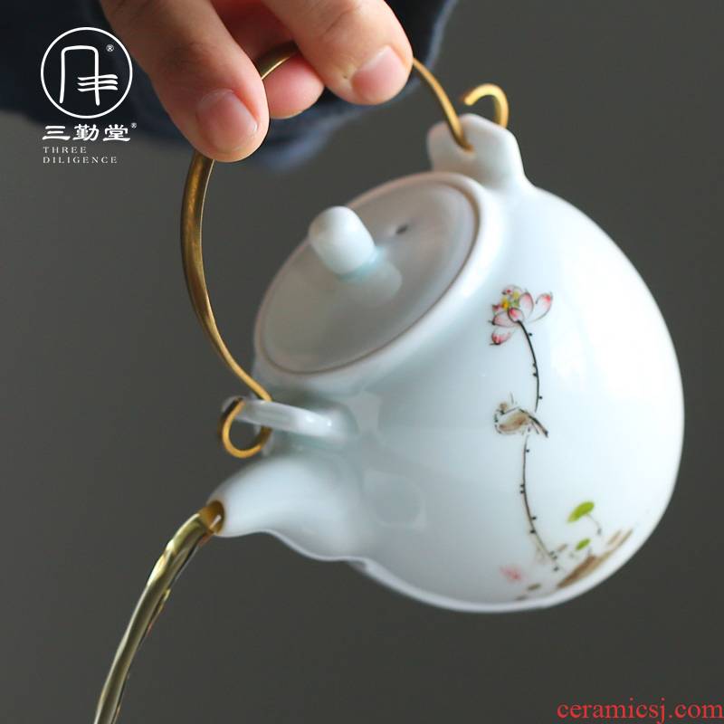 Three frequently hall jingdezhen ceramic tea set home tea S42098 suits for the teapot teacup of a complete set of 6